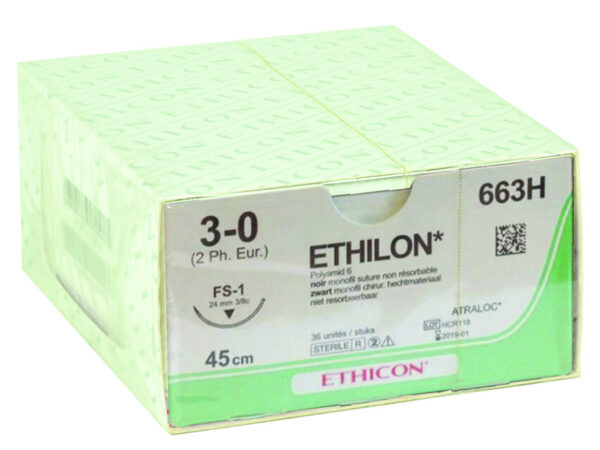 SUTURA MONOFILAMENTO ETHICON ETHILON - 3/0 ago 24